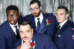 groom's men at the photo booth rental