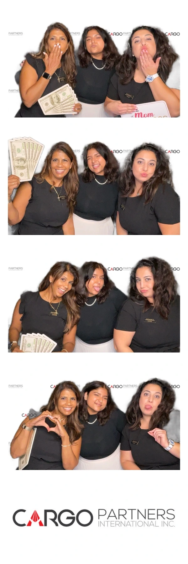 Guests posing at a photo booth during an Etobicoke party