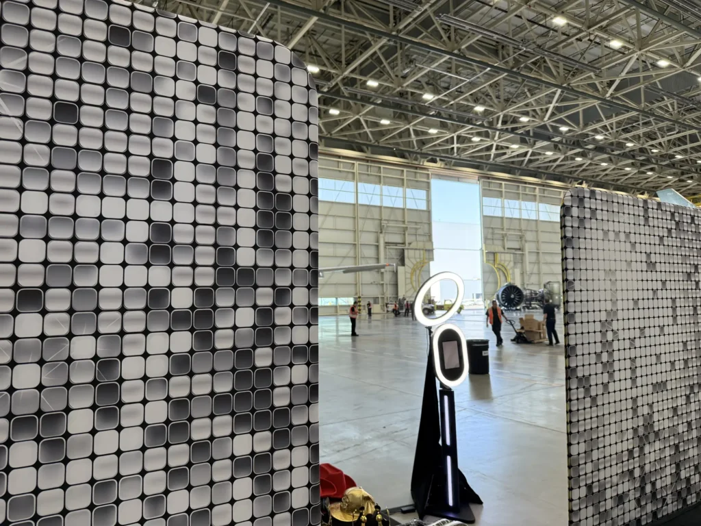 Silver sequin backdrop photo booth setup Toronto